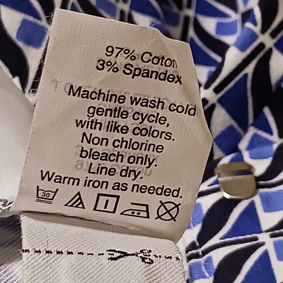 J Crew Womens Sz 6 Blue Black White Wave Abstract Design Capri Pants Style A2108 - Picture 6 of 9